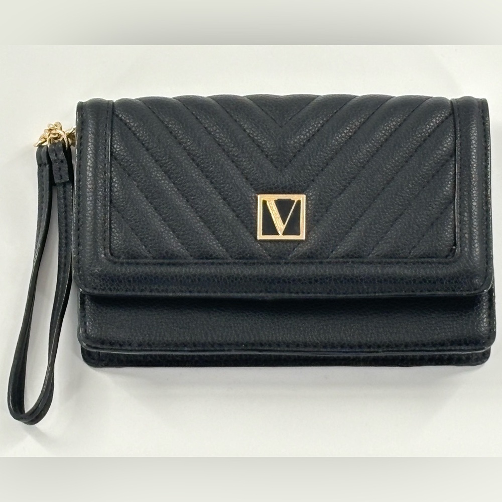 Victoria's Secret Black V-Quilt Tech Wristlet Wallet